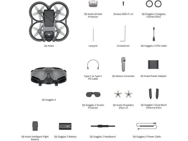 DJI Avata Pro-View Combo (DJI Goggles 2) - Motion 2付属、ファーストパーソンビュードローンUAV（4K安定化動画、内蔵プロペラガード）、128GB Micro SD、バックパック、ランディングパッド他付属