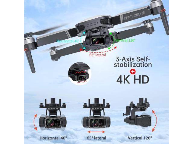 Binygo KF101 MAX GPSドローン（大人向け4Kカメラ、RC距離5000M、3軸ジンバル+EIS+リピーター、5G FPV折りたたみクアッドコプター、ブラシレスモーター、30分飛行時間 6K バッテリー3個）