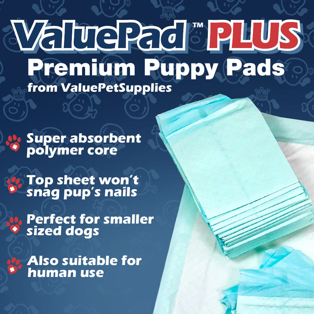 バリューパッドプラス 子犬用トレーニングパッド、小型 17x24インチ、300枚入り - プレミアム犬用おねしょシート、引き裂き耐性、超吸収性ポリマーゲルコア、5層構造